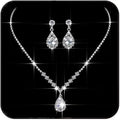 Women's Silver Bridal Necklace and Earring Set with Crystals